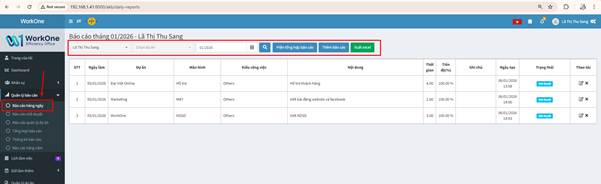 CHỨC NĂNG BÁO CÁO HÀNG NGÀY