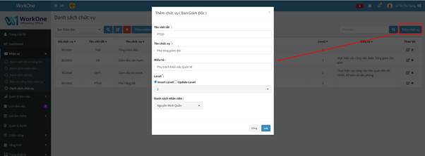 CHỨC NĂNG DANH SÁCH CHỨC VỤ