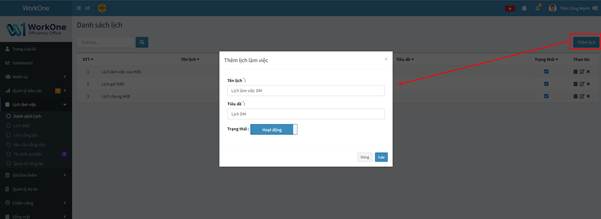 Chức năng Danh sách lịch