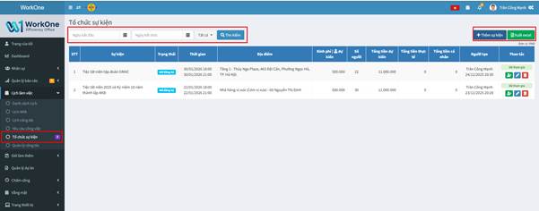 CHỨC NĂNG TỔ CHỨC SỰ KIỆN